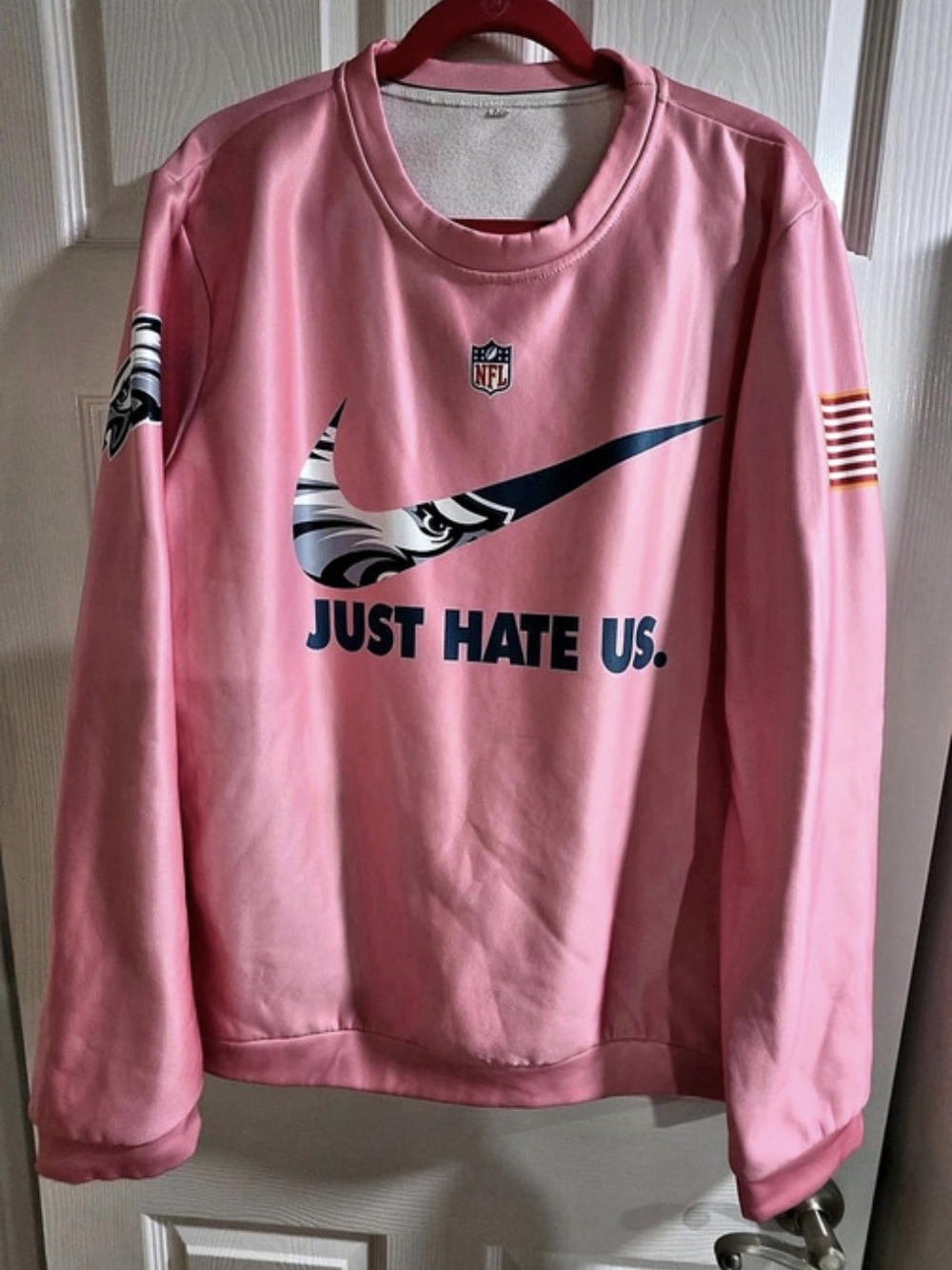 Like New-Philadelphia Eagles Pink XXL Sweatshirt- Like New - "Just Hate Us"